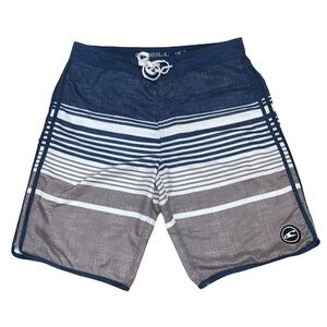 Men’s O’Neill Syndicate Navy Blue and White Striped Swim Trunks